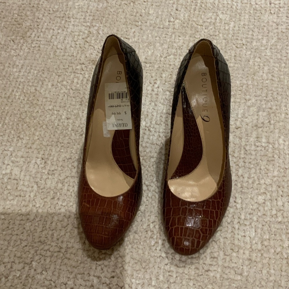 Boutique 9 Elegant Brown Croc Heels